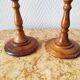 Paire de bougeoirs vintage bois tourné
