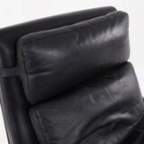 Fauteuil en cuir noir, design danois, années 1970, production : Danemark