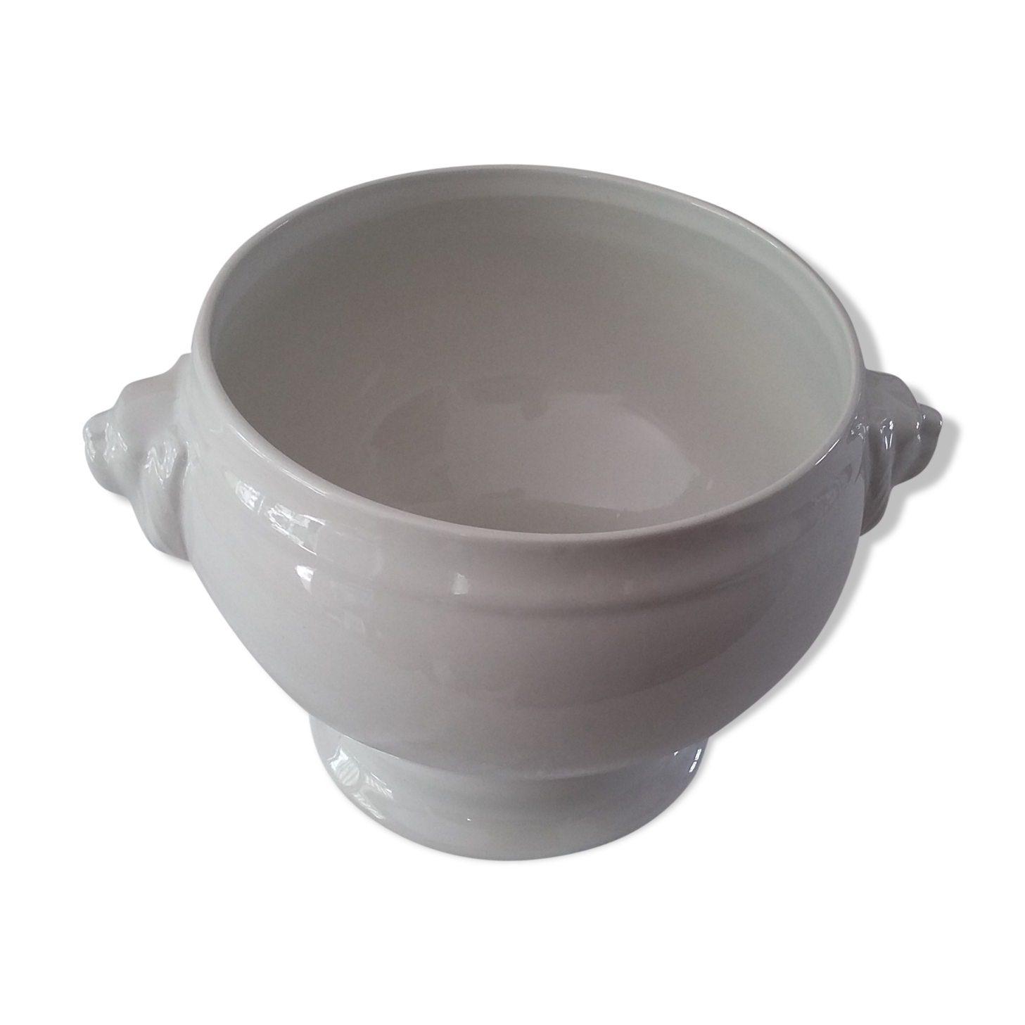 White porcelain soup with lions head