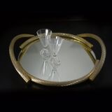 Gilded Rope Serving Tray, French Mirror Tray, Drinks Tray