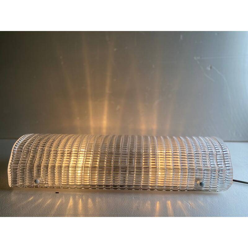 Contemporary Clear Diamonded Rectangular Murano Glass Wall Sconce