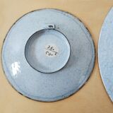 Plate and two decorative saucers enamelled with Persia decoration, circa 1940