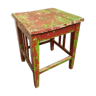 Table brown-red green stool