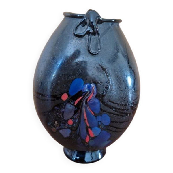 Robert Pierini (Né en 1950) - Vase en verre soufflé noir mat - 1985 - Biot — Beyit
