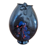 Robert Pierini (Né en 1950) - Vase en verre soufflé noir mat - 1985 - Biot