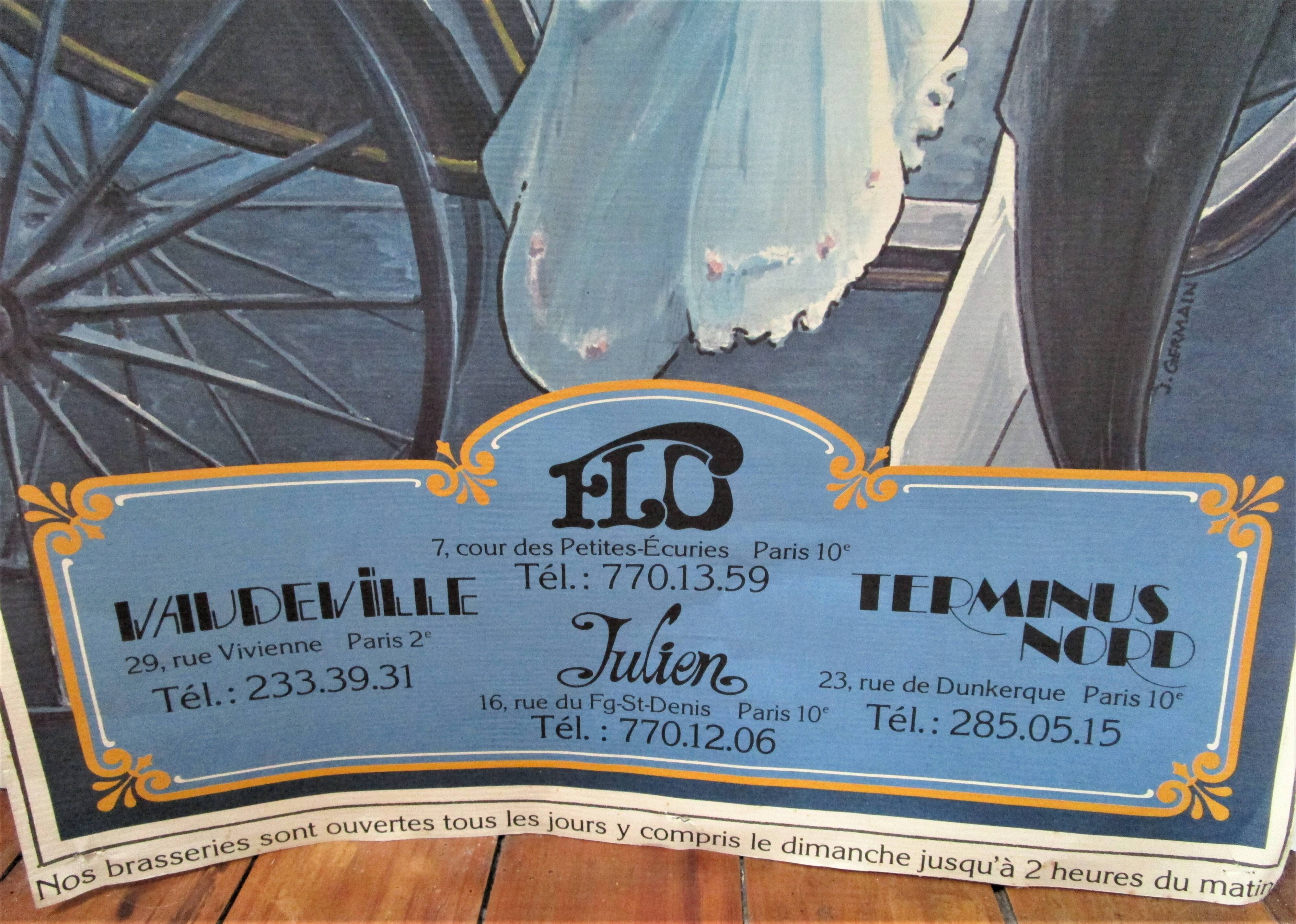 Original poster brasseries flo julien terminus north vaudeville vintage 80s