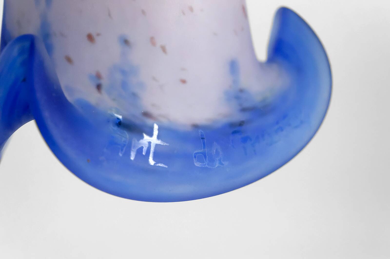 Wrought Iron and Blue Glass Paste Chandelier, Art Deco, France