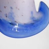 Wrought Iron and Blue Glass Paste Chandelier, Art Deco, France