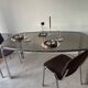 Space Age dining table in smoked glass & chrome