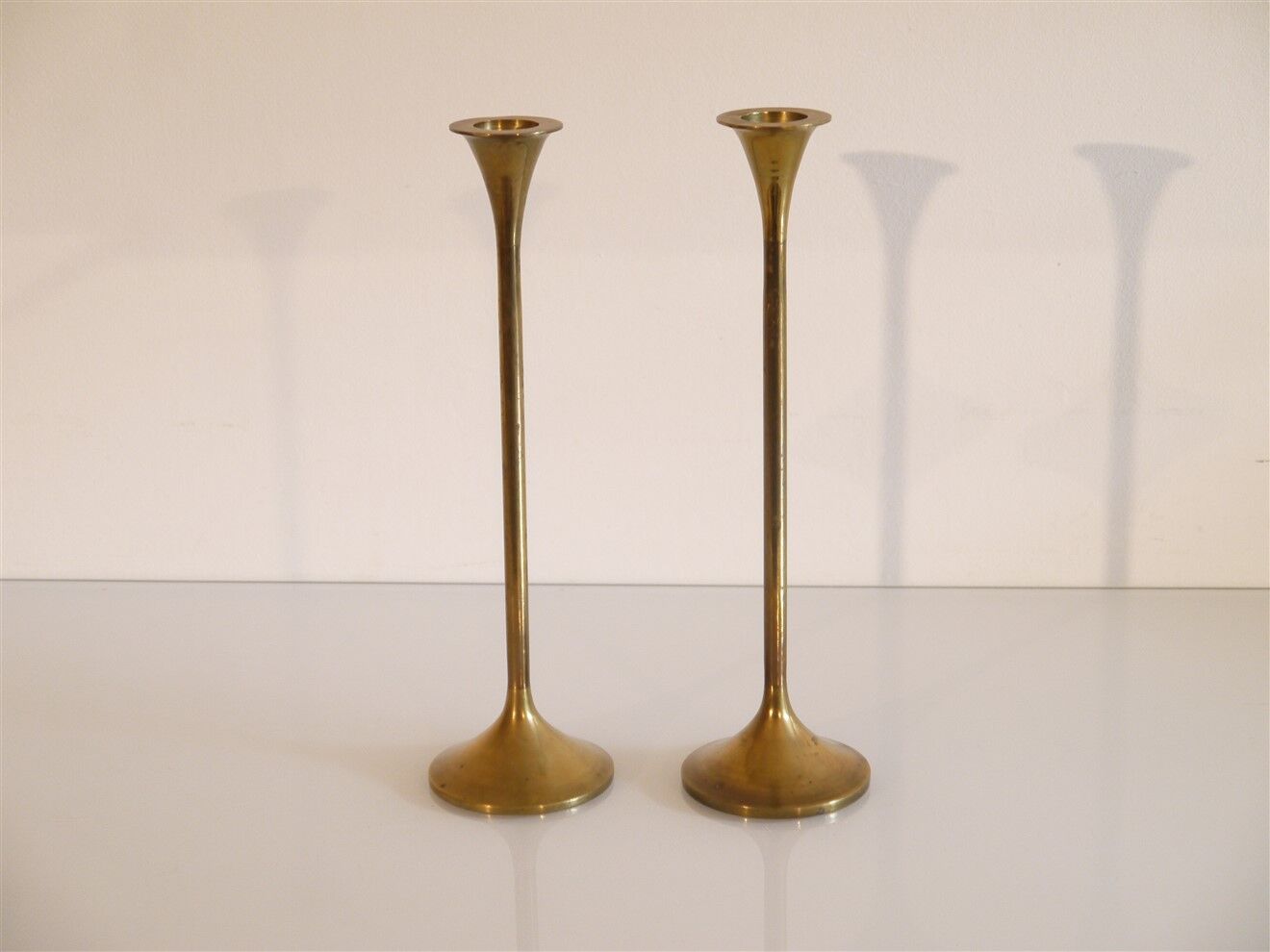 Pair of vintage brass candle holders 1960