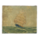 Signed marine painting, oil painting, ship at sea, wall decoration, 40's