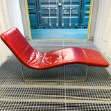 B&B Italia red leather lounge chair by Jeffrey Bernett
