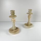 Pair of alabaster candlesticks, 20th century