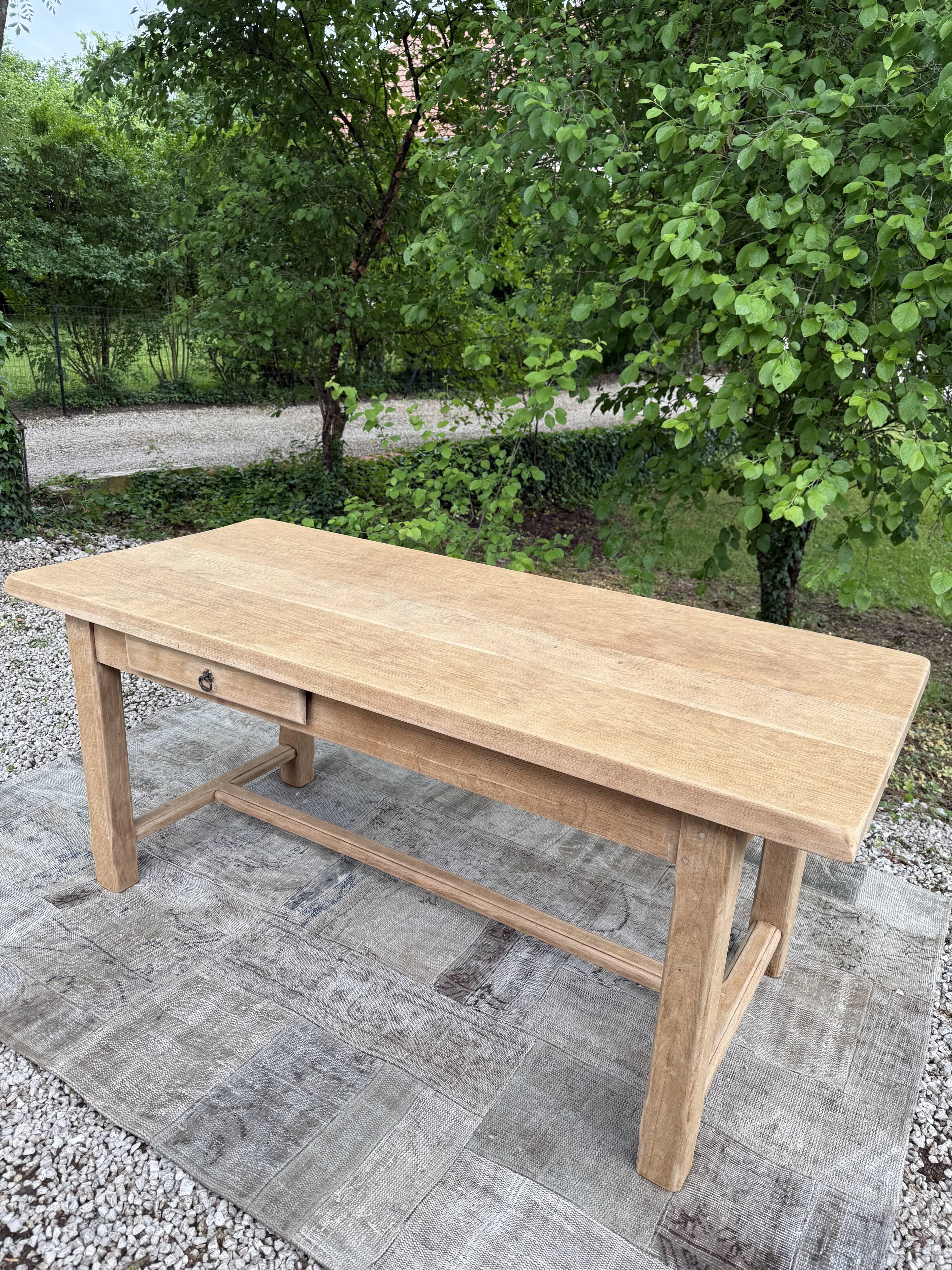 Table de ferme rénové 180cm double tiroir