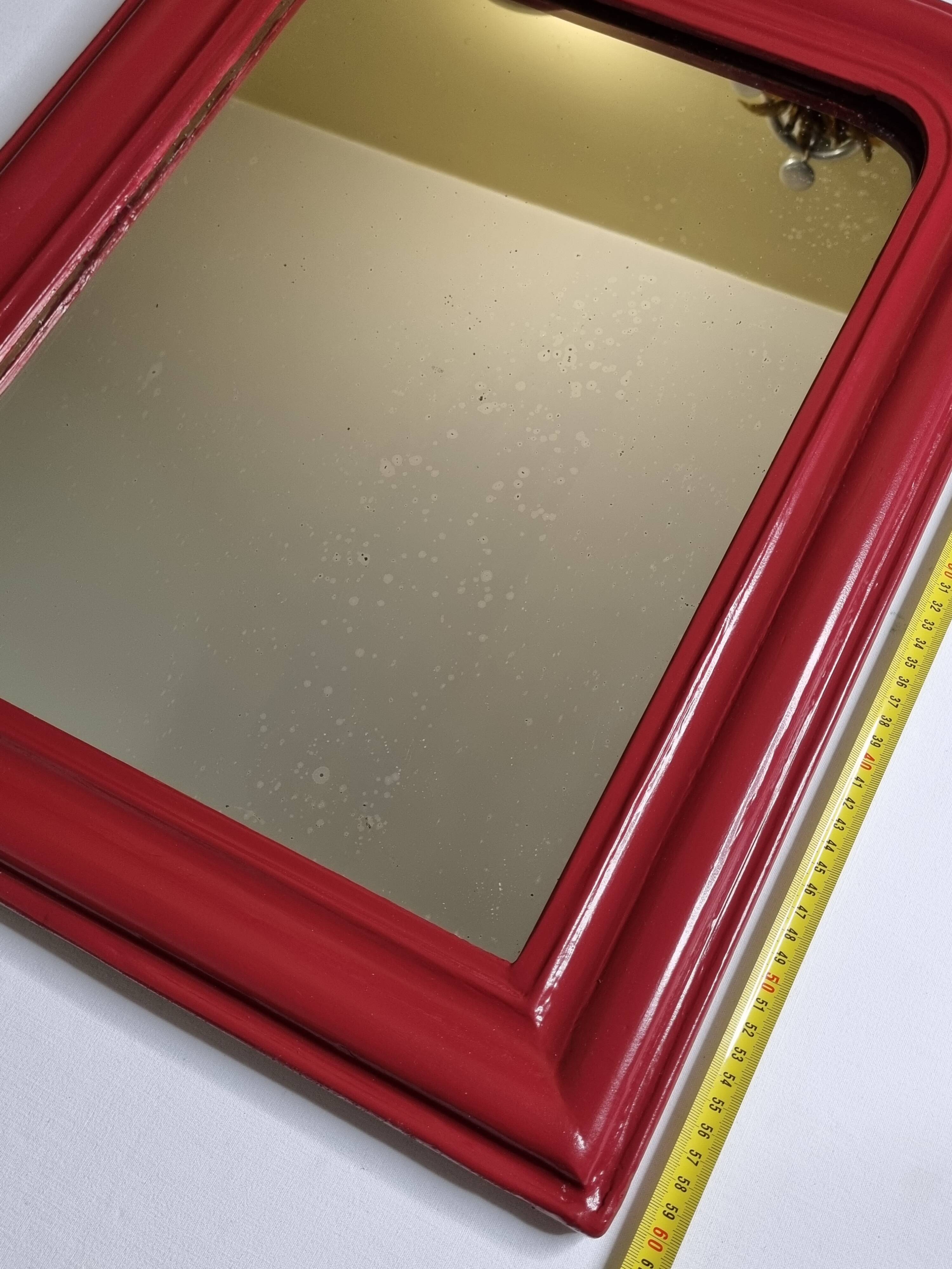 Vintage Louis Philippe style table mirror in Basque red 48 cm x 61 cm