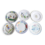 Set of 6 vintage mismatched plates