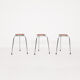 Set of 3 chrome stools with cognac leather seating, 1960's