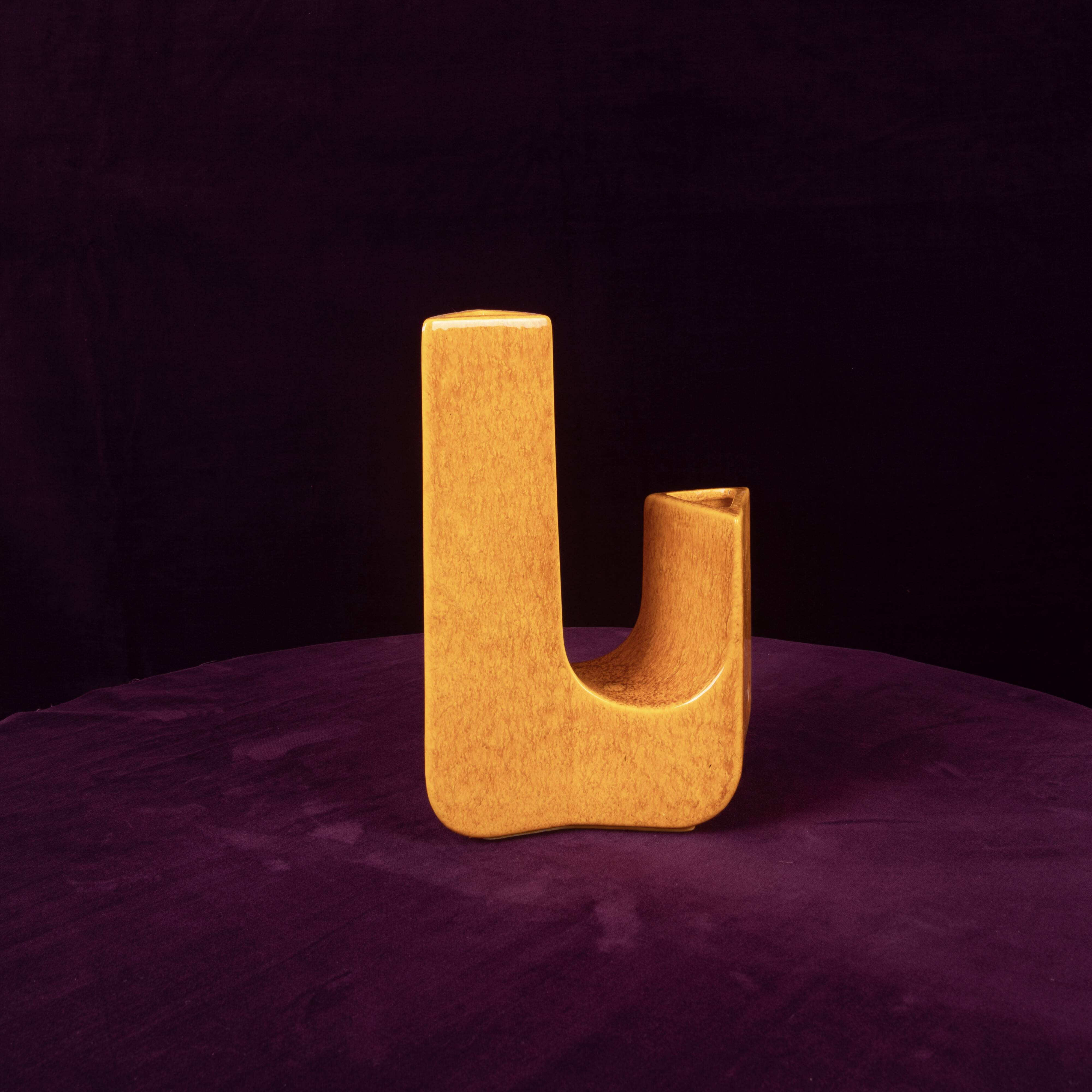 Sculptural Amber Ceramic Space Age Vase, Italy 1970