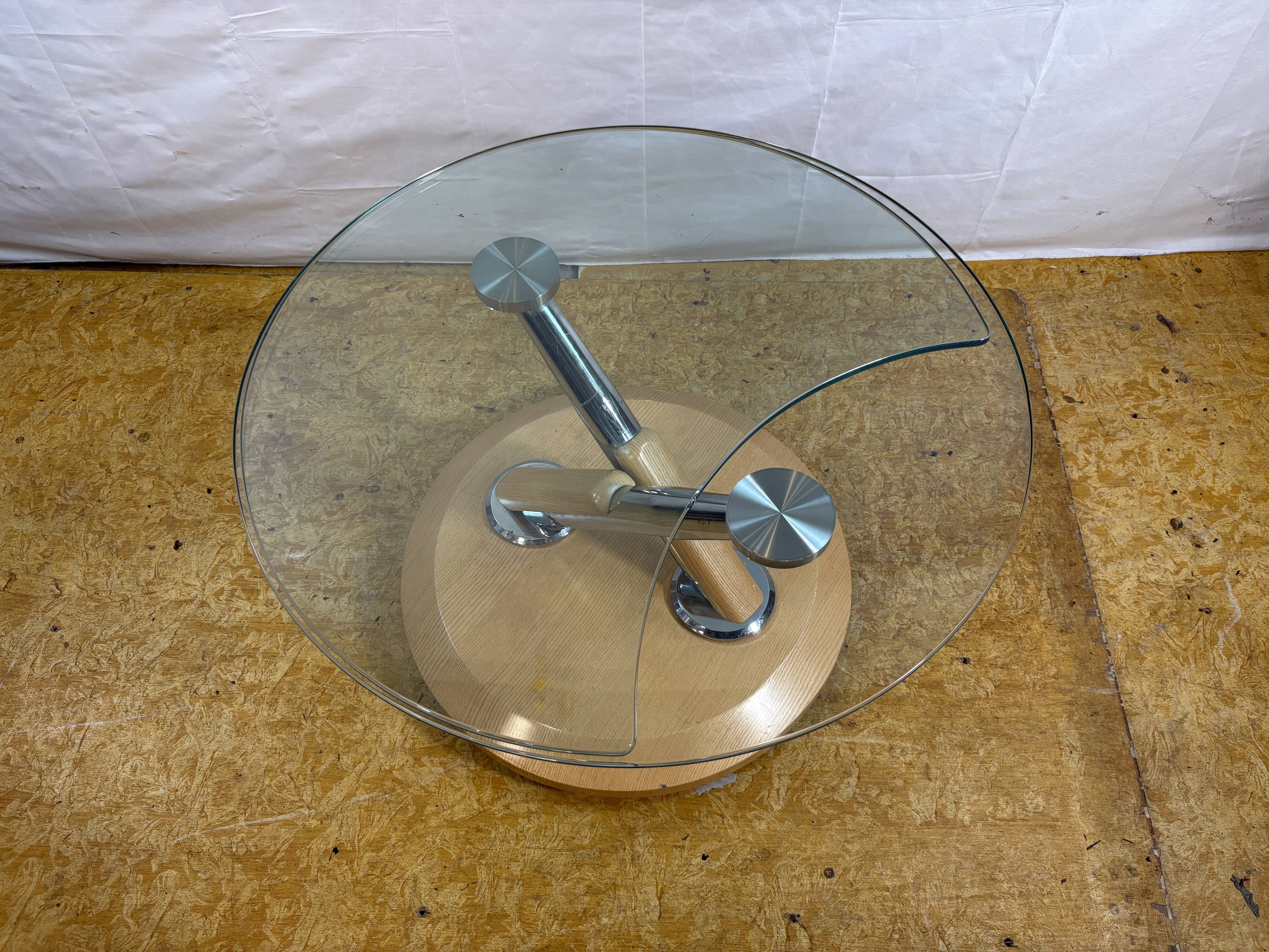 Vintage Tokyo Twist Swivel Coffee Table – Extendable Glass Top Stylish