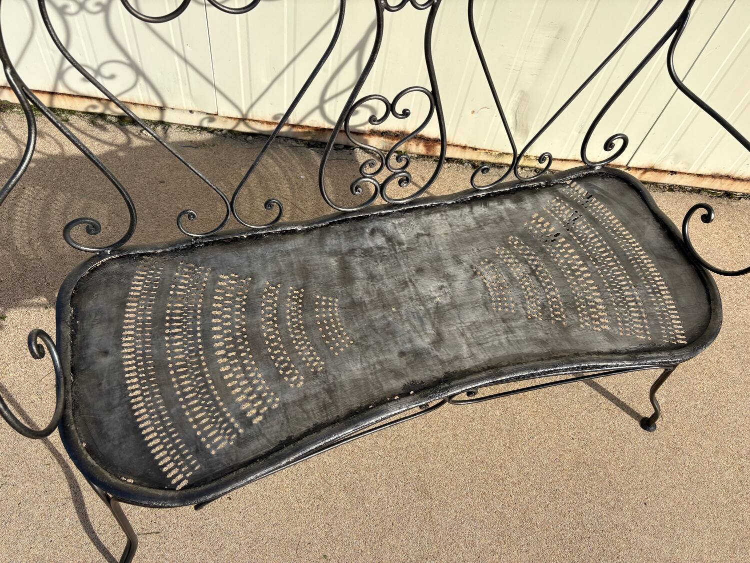 Wrought iron garden bench