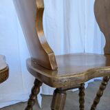 Set of 4 Vintage Tyrolean Heart Cutout Wooden Dining Chairs