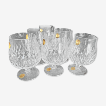Lot de 6 verres à cognac vintage en cristal ciselé Cristallerie Zwiesel Germany modèle Désirée
