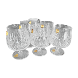 Set of 6 vintage cognac glasses in chiseled crystal Cristallerie Zwiesel Germany model Désirée
