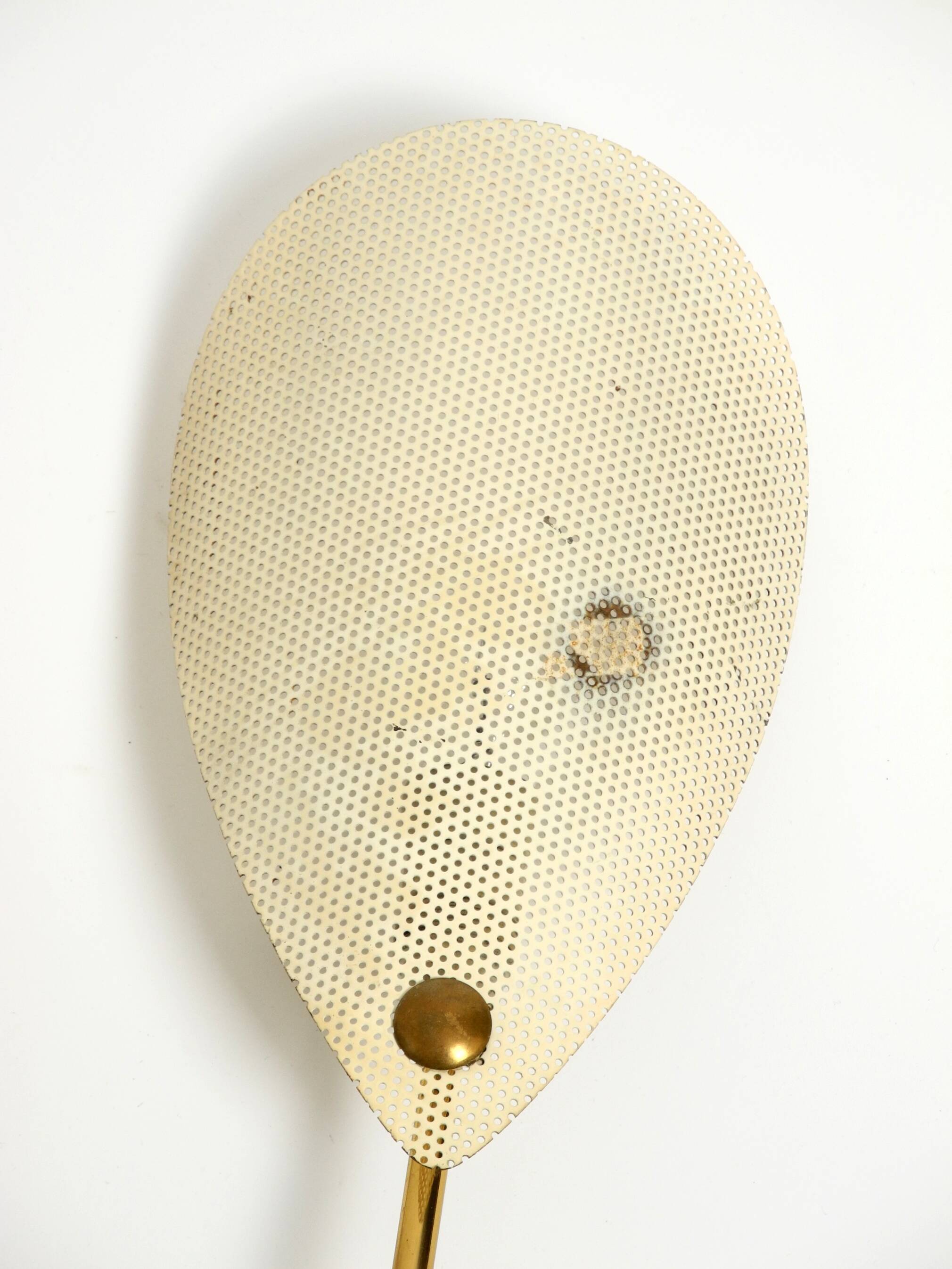 Mid Century Modern brass wall lamp with perforated metal sheet lampshades