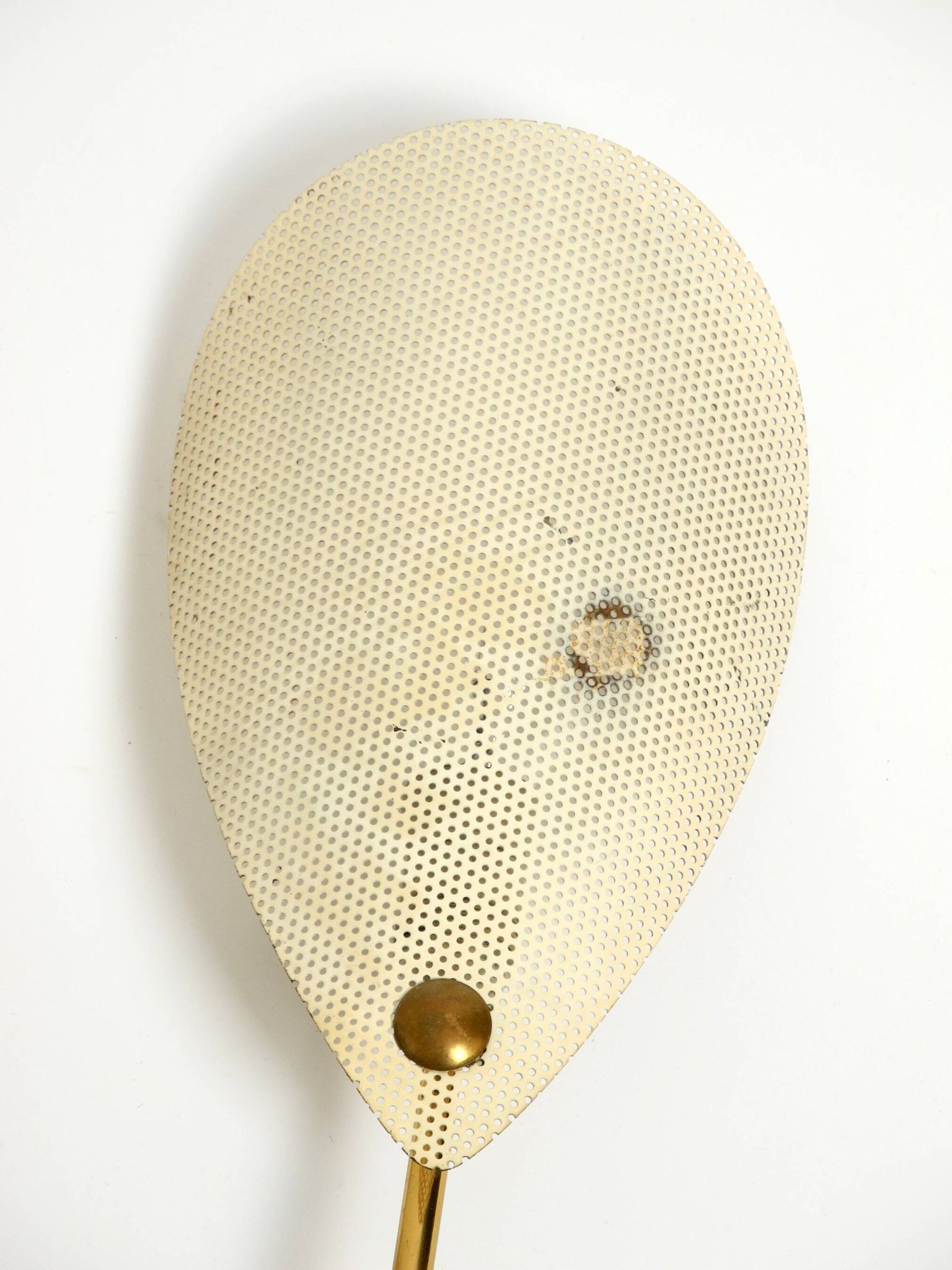 Mid Century Modern brass wall lamp with perforated metal sheet lampshades