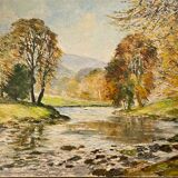 Tableau ancien , paysage signé Ken Johnson XX siècle