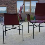 Ross Littell for Matteo Grassi Armchairs Bordeaux Leather & Steel, set of 2