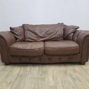 Mid-Century, Chesterfield sofa, natural leather