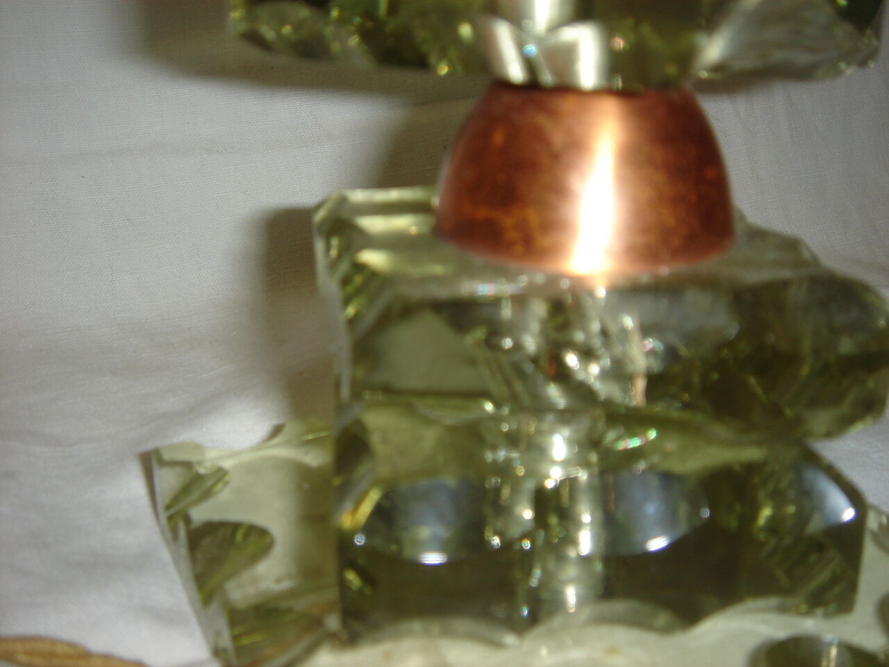Lampe en verre & cuivre de 1940