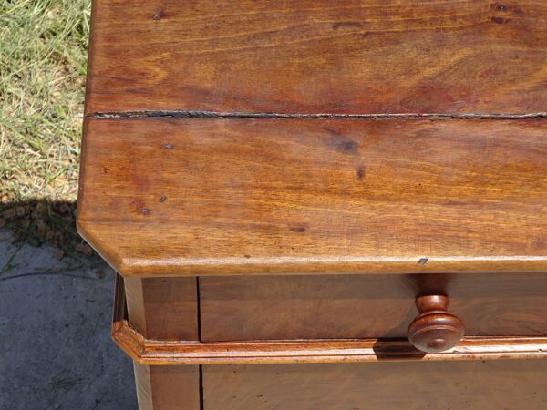 Table de chevet Louis Philippe en noyer et ronce de noyer