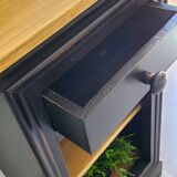Small industrial style console with black patina