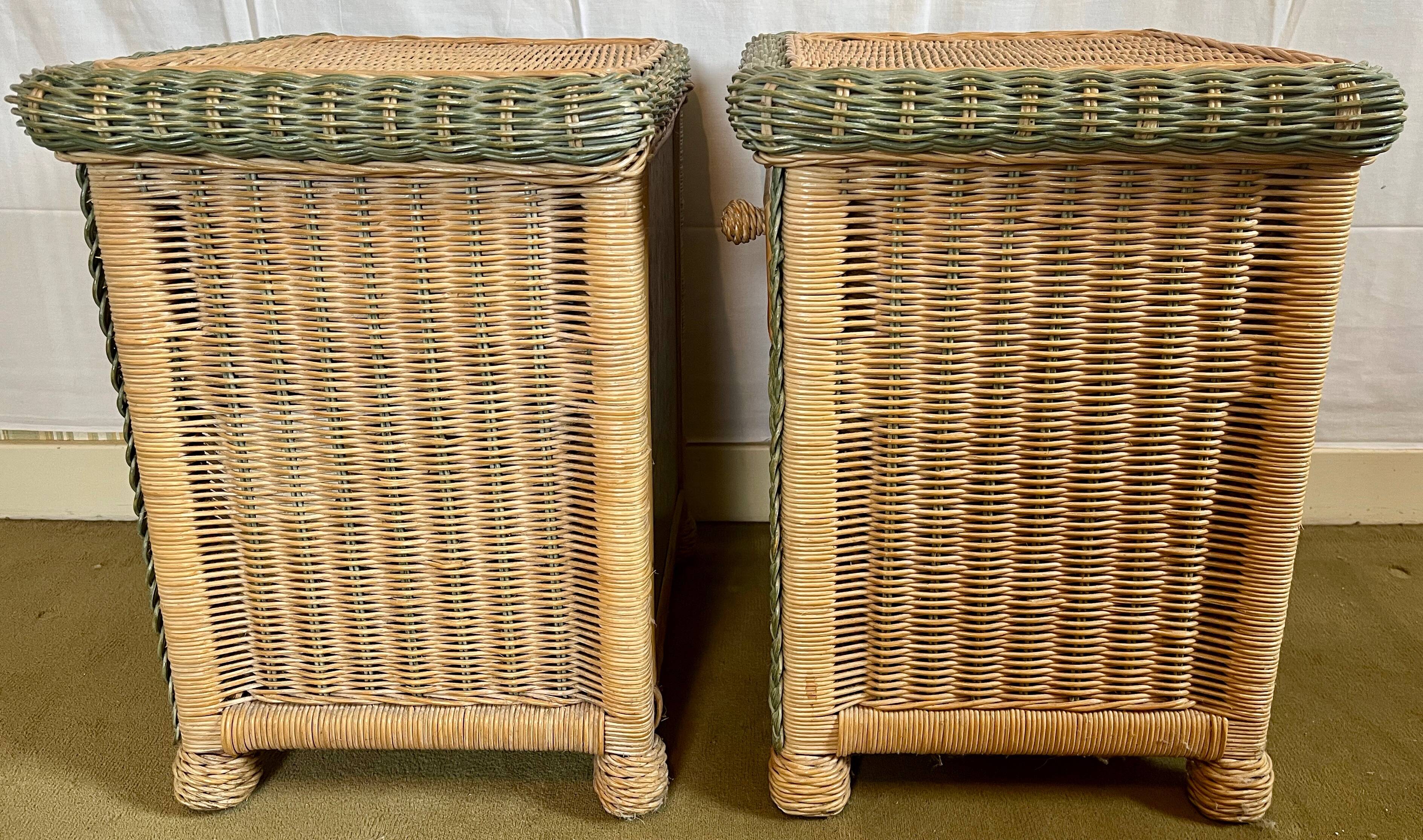 Vintage wicker bedside tables (set of 2), 80s/90s.