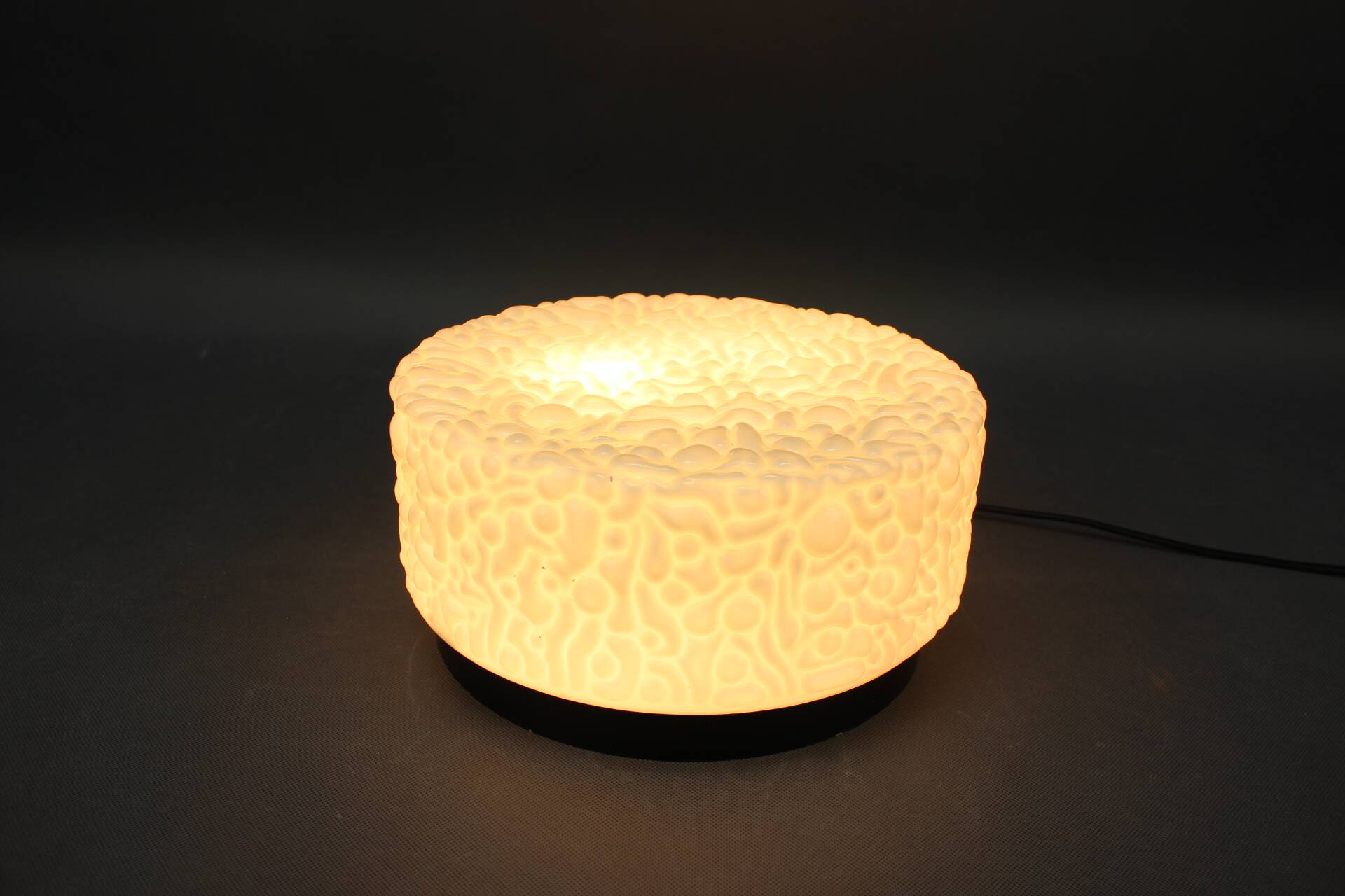Textured milky glass ceiling light from the mid-century, Czechoslovakia, 1960s.