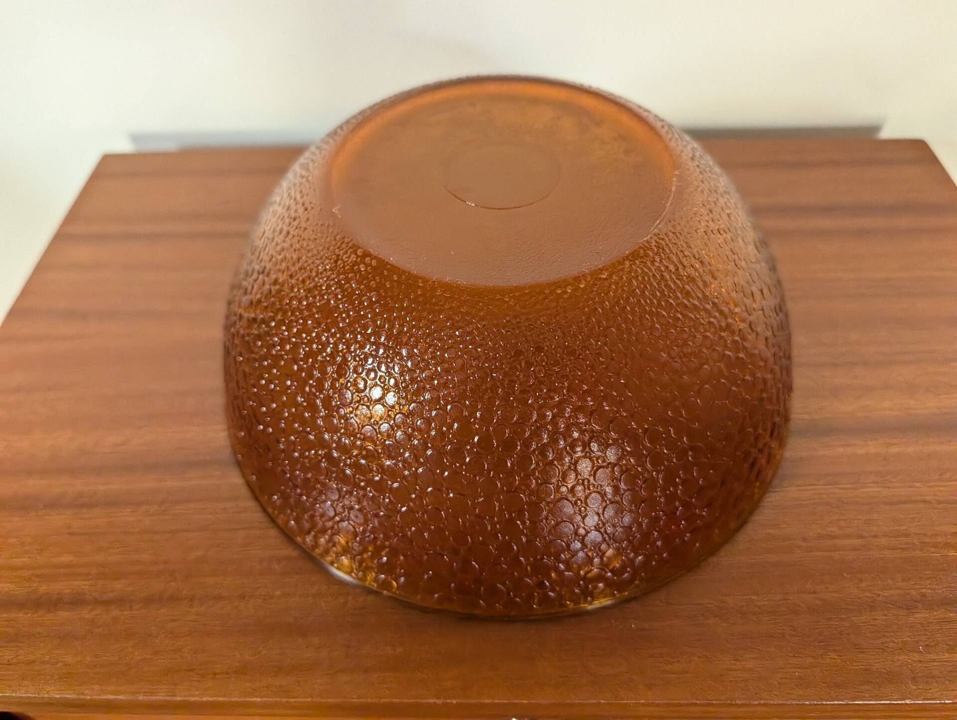 Textured amber glass salad bowl – 1970s