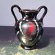 Ancien vase à anses céramique noir col doré années 70 vintage