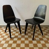 90s designer chairs in lacquered curved wood (X2)