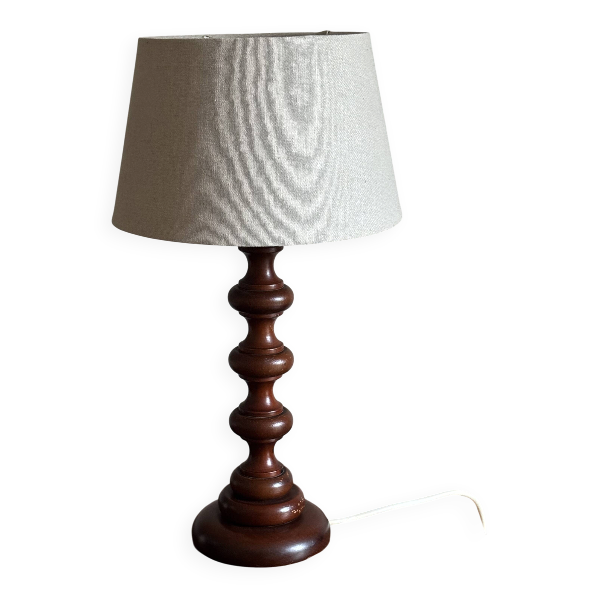 Turned wooden lamp