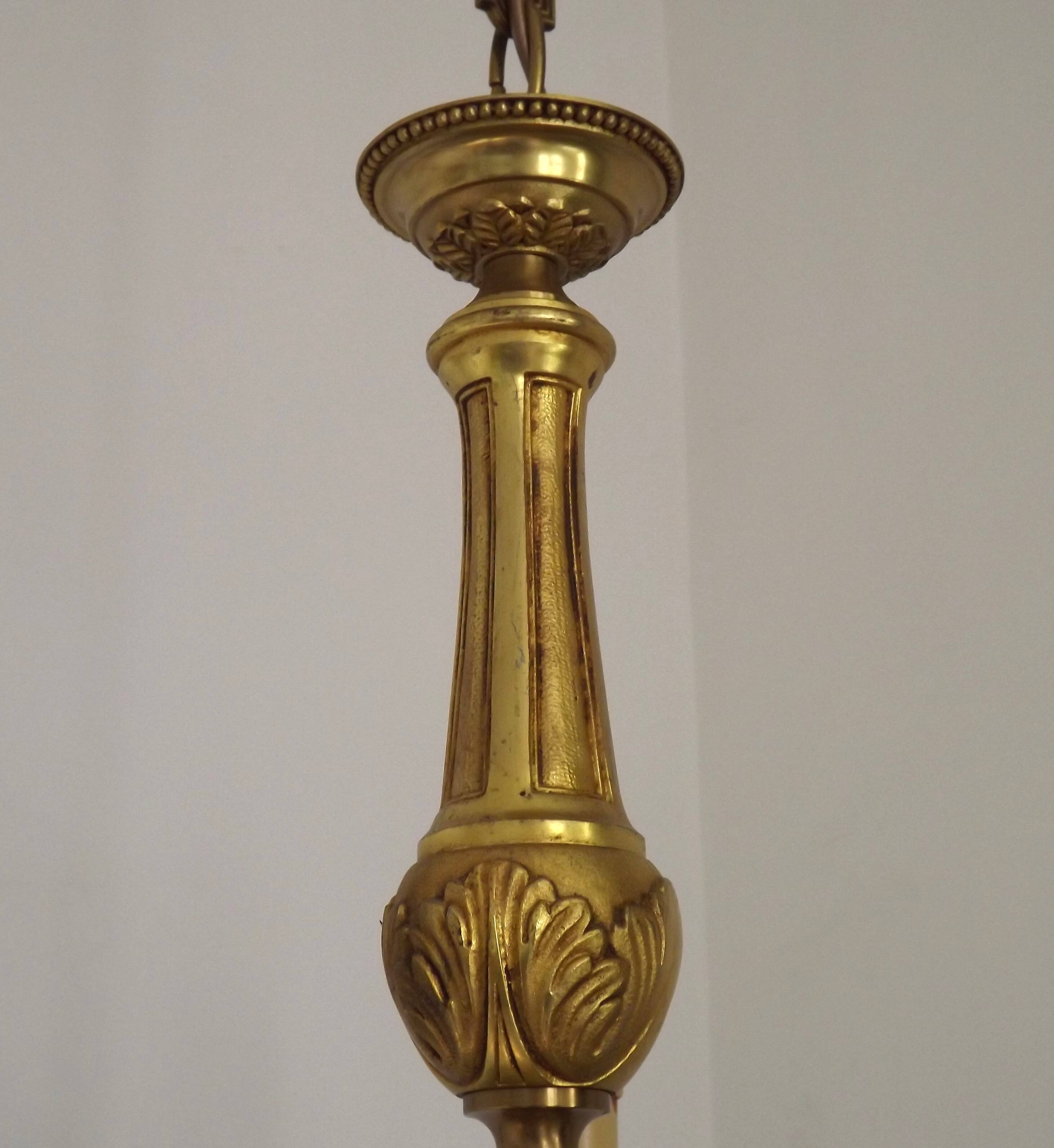 French Vintage Mid-Century Bronze 5-Light Traditional Style Chandelier