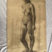 Large drawing of a “Nude” woman signed around the 1940s dimension: height -120cm - width -75