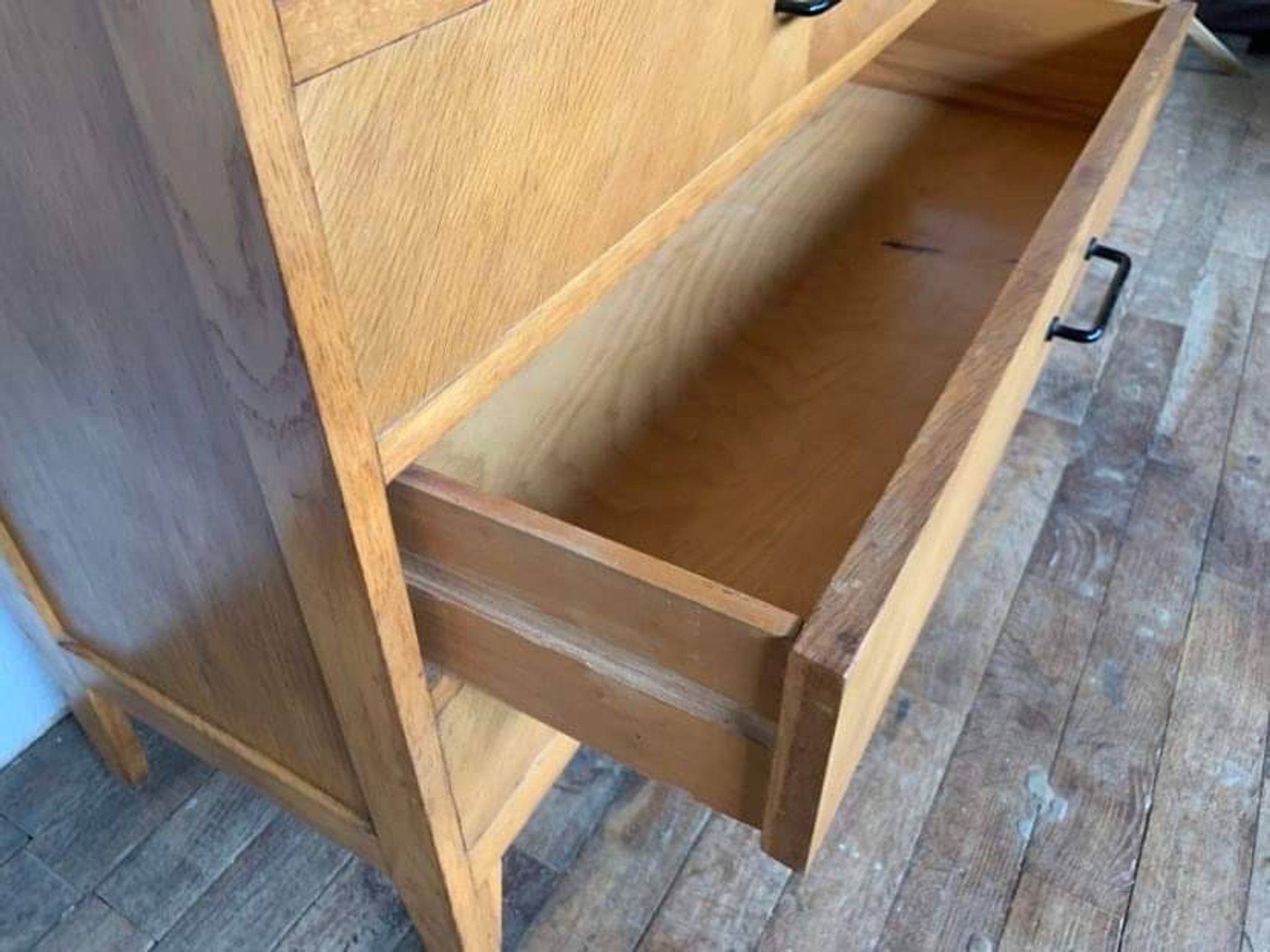 Commode à 4 tiroirs en chêne clair vintage des années 1950