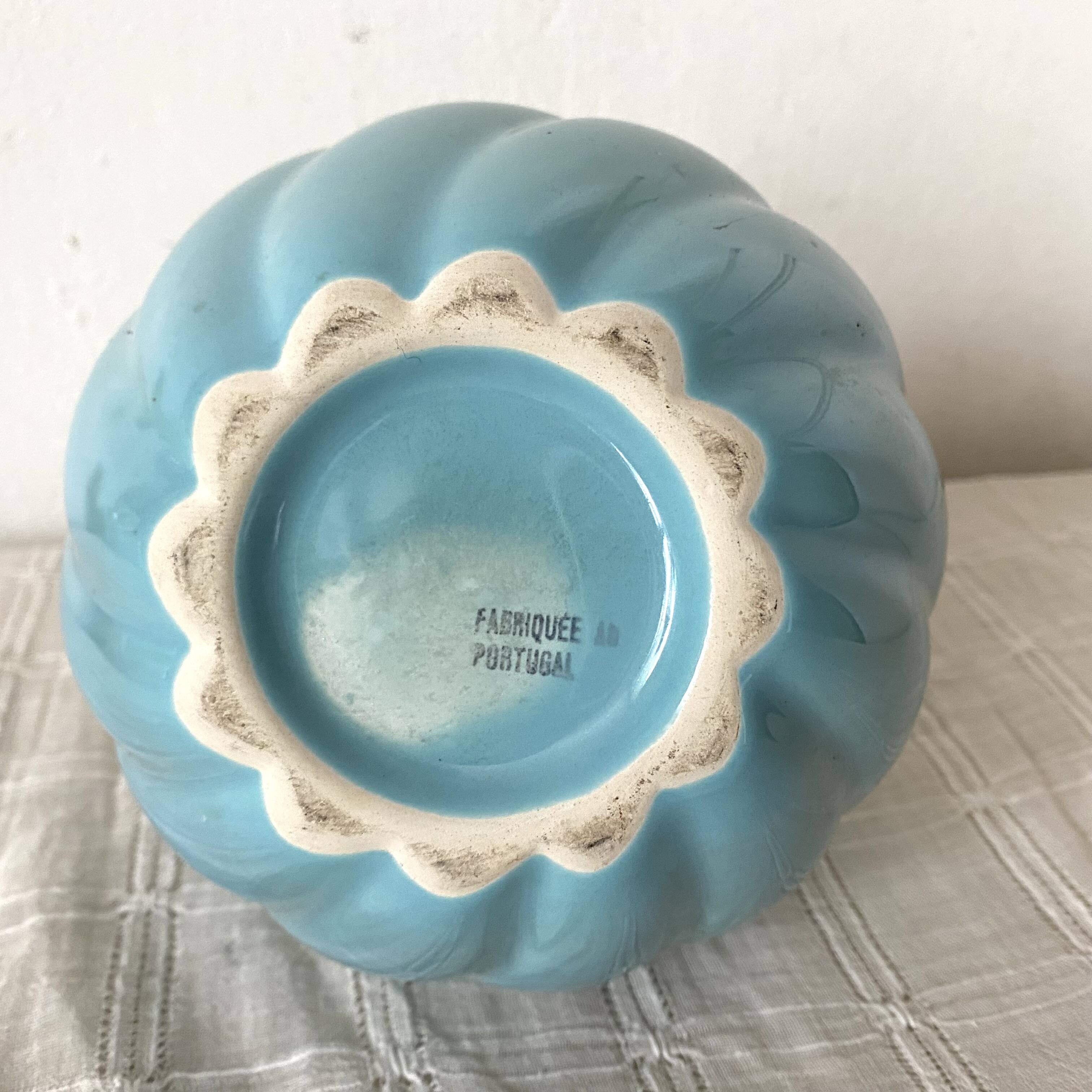 80s pearly blue ball vase