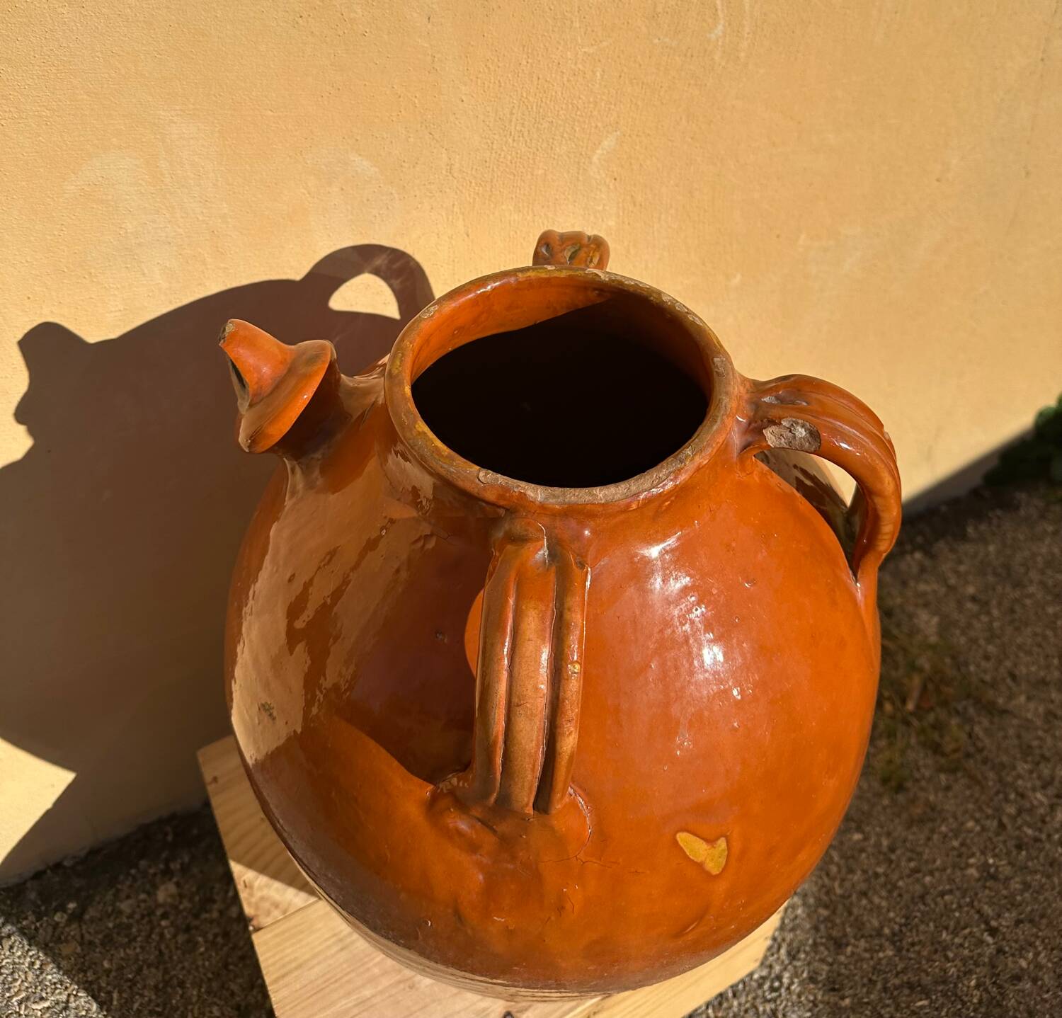 Glazed terracotta water jar, old Ardèche craftsmanship, 1800