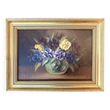 Vintage Art deco Still life with flowers Oil Paintingby A.Haaning, Denmark