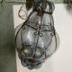 Wrought Iron Tinted Blue Murano Glass Light Pendant 1960’s