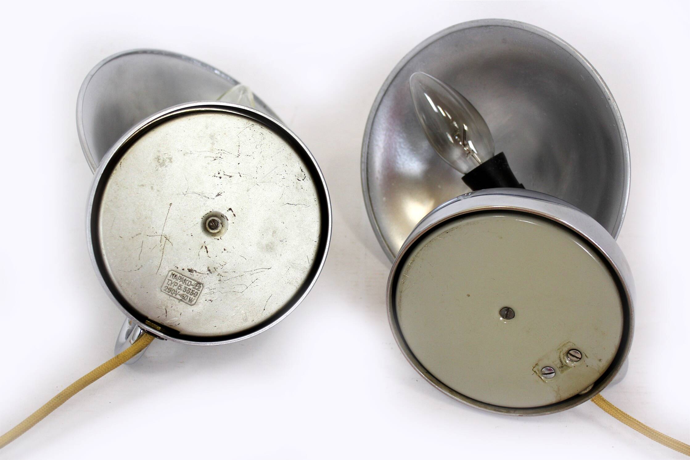 Bauhaus Style Chrome Bedside Table Lamps from Napako, Czechoslovakia, 1930s