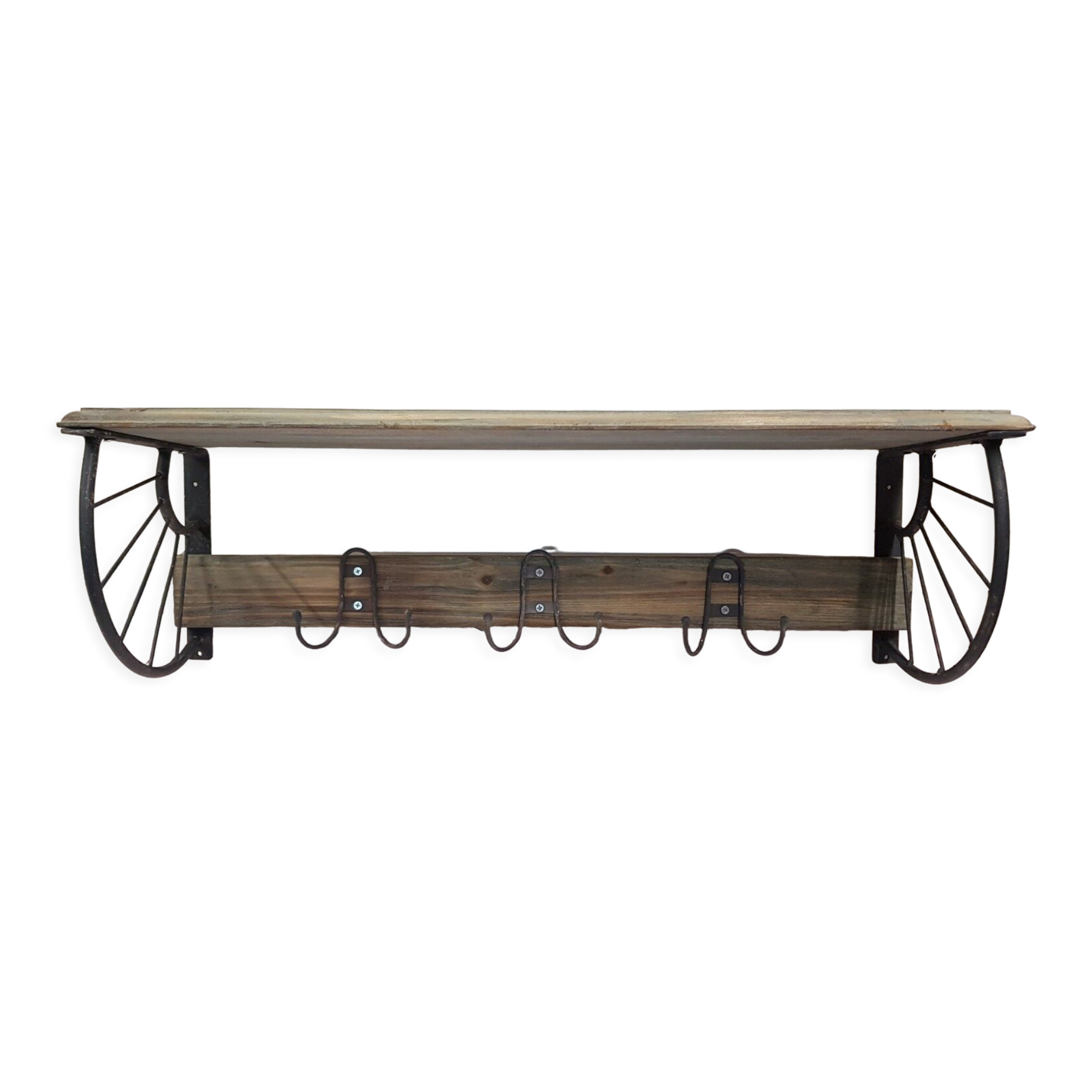 Coat rack with iron and wood hat rack